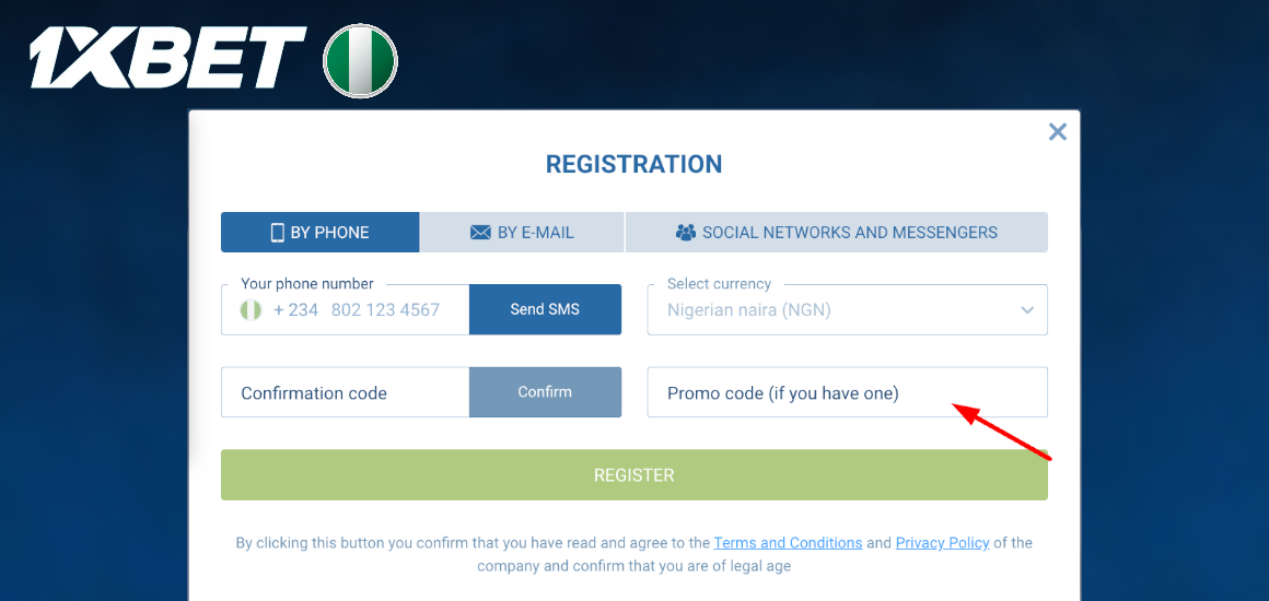 How to use 1xBet promo code when creating an account_